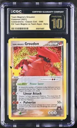 🔥 CGC 10 Pristine Team Magma's Groudon Celebrations Classic 2021 Pokemon 9/95 - Image 1