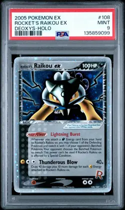 2005 POKEMON EX DEOXYS #108 ROCKET'S RAIKOU EX-HOLO PSA 9 - Image 1