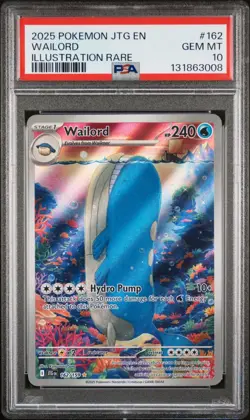 2025 POKEMON JTG EN-JOURNEY TOGETHER 162 WAILORD ILLUSTRATION RARE PSA 10 - Image 4