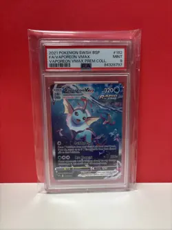 2021 Pokemon SWSH Black Star Promo 182 FA/Vaporeon VMAX PSA 9 - Image 1