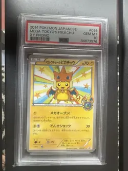 PSA 10 GEM MNT POKEMON JAPANESE XY 098 Mega Tokyo Charizard Poncho PIKACHU PROMO - Image 2