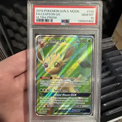2018 Pokemon Sun & Moon FA/Leafeon GX Ultra Prism #139 PSA 10 GEM MT - Image 1