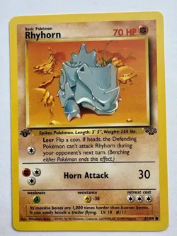 Pokemon TCG: 1999 Vintage Pokemon Rhyhorn 61/64-1ST EDITION - Image 1