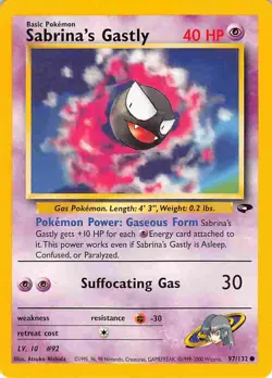 Sabrina's Gastly 97/132 Common Gym Challenge Pokemon NM - Image 1