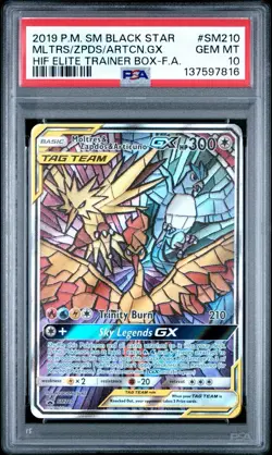 2019 POKEMON SM BLACK STAR PROMO FULL ART/MOLTRES & ZAPDOS & ARTICUNO GX PSA 10 - Image 1