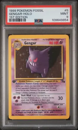 1999 POKEMON FOSSIL 1ST ED #5 GENGAR-HOLO PSA 9 - Image 1