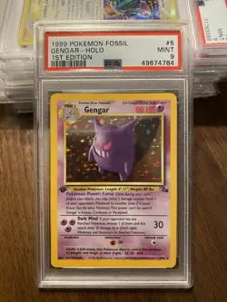 1999 POKEMON FOSSIL 1ST ED #5 GENGAR-HOLO PSA 9 - Image 1