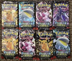 Pokemon TCG Scarlet Violet Paldean Fates Factory Sealed Booster Pack Lot Of 8 - Image 1