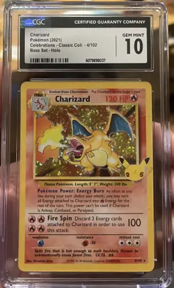 Pokemon TCG Charizard 4/102 Celebrations Classic Collection Holo Rare CGC 10 - Image 1
