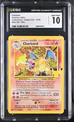 CGC 10 - Charizard 4/102 Holo Rare Celebrations Classic Collection Pokemon 25th - Image 1
