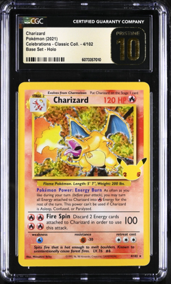 CGC 10 PRISTINE Charizard 4/102 Holo Rare Celebrations Classic Collection 2021 - Image 1