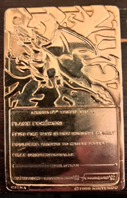 Charizard - Gold Metal Pokemon Card Burger King Promotion 1999 Nintendo - Image 2