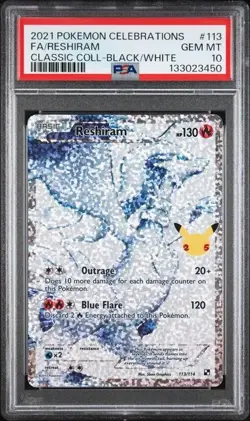 2021 Pokemon Celebrations Reshiram Classic Collection 113/114 PSA 10 Graded card - Image 1
