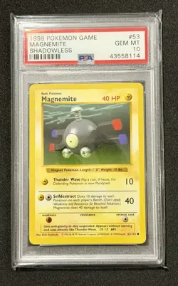 Pokemon 1999 Base Set Magnemite Shadowless PSA 10 Gem Mint - Image 1