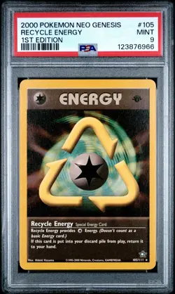 2000 POKEMON NEO GENESIS 1ST ED #105 RECYCLE ENERGY PSA 9 - Image 1