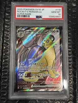 2025 Pokemon SV10 JP Rocket's Persian ex 118/098 Super Rare PSA 10 (126 - Image 1