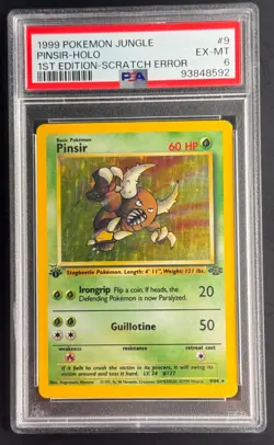 Pinsir Holo 3/64 PSA 6 – 1st Edition Jungle 1999 Pokemon – Scratch Error Vintage - Image 1