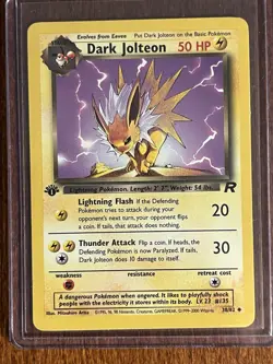 [NM] 2000 Pokemon Team Rocket Dark Jolteon 1st Edition #38/82 Uncommon - Image 1
