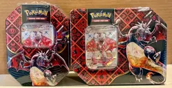 Pokemon TCG Scarlet & Violet Paldean Fates Charizard ex Tin x2 Lot - NEW SEALED - Image 1