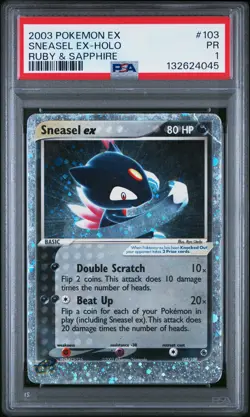 2003 POKEMON EX RUBY & SAPPHIRE #103 SNEASEL EX-HOLO PSA 1 - Image 1