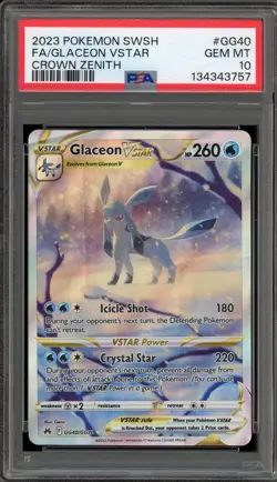 Pokemon Glaceon VSTAR Crown Zenith Galarian Gallery Full Art #GG40 PSA 10 - Image 1