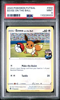Eevee On the Ball 2020 Futsal UK Exclusive Promo Card PSA 9 Mint 002/005 - Image 1