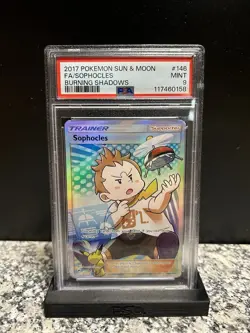 Pokemon TCG Sophocles 146/147 Sm-Burning Shadows Ultra Rare Full Art Holo PSA 9 - Image 1