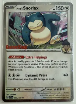 Pokemon TCG Hop's Snorlax Stamped Promo Card 117/159 GameStop Exclusive - Image 1