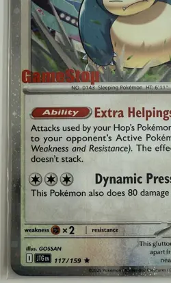 Pokemon TCG Hop's Snorlax Stamped Promo Card 117/159 GameStop Exclusive - Image 3