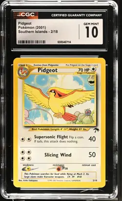 CGC 10 GEM MINT Pidgeot 2001 Southern Islands 2/18 Pokemon Card - Image 1