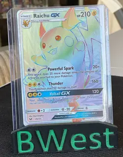 Raichu GX HP Secret Rare Rainbow 75 Shining Legends Pokemon TCG Card 2017 - Image 1