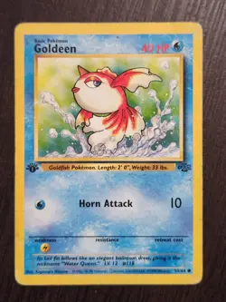 1st Edition Goldeen Jungle Pokemon Card HP/DM 53/64 Common - Image 1
