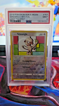POKEMON SUN & MOON Smeargle 157 Lost Thunder PSA 9 - Image 1