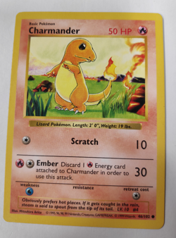 Pokemon 46/102 Charmander Base Set Shadowless Common Unlimited NM - Image 1