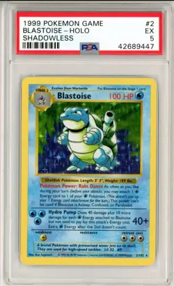 Blastoise Holo Shadowless Pokemon Base Set PSA 5 1999 Rare! - Image 1