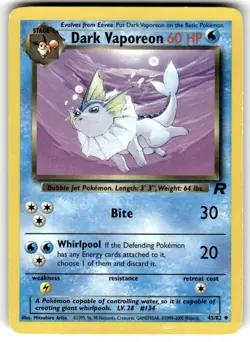 Dark Vaporeon 45/82 Uncommon Pokemon Team Rocket Unlimited NM - Image 1