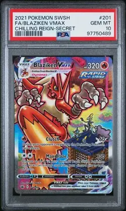 POKEMON BLAZIKEN VMAX 2021 REGNO AGGHIACCIANTE SEGRETO RARO 201/198 PSA 10 - Image 1