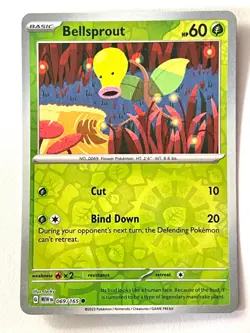 Bellsprout 069/165 Reverse Holo Common Scarlet & Violet 151 Pokemon Near Mint NM - Image 1