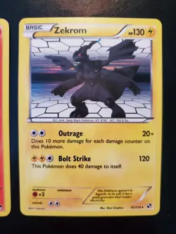 Reshiram 26/114 Zekrom 47/114 Holo Rare Pokemon TCG Card Black White Base Set LP - Image 3