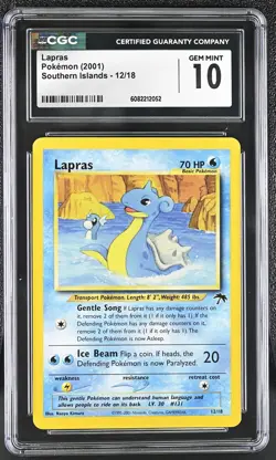 CGC 10 GEM MINT Lapras 2001 Southern Islands 12/18 Pokemon Card - Image 1