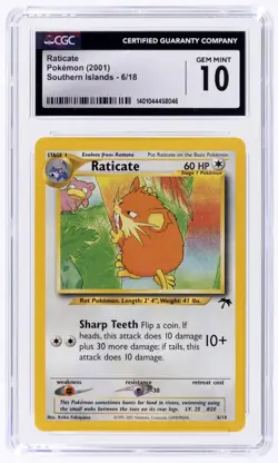 Pokemon 2001 Raticate 6/18 Southern Islands Nintendo CGC 10 Gem Mint - Image 1