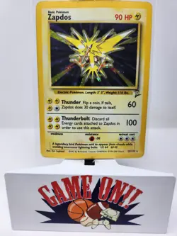 Pokemon Zapdos 20/130 Holo Rare Base Set 2 HP DMG - Image 1