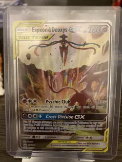 Pokemon TCG Espeon & Deoxys GX SM240 Black Star Promo Holo - Image 1