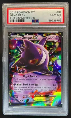 2014 Pokemon XY Phantom Forces Gengar EX #34/119 PSA 10 - Image 1