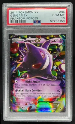 2014 Pokemon XY Phantom Forces Gengar ex #34/119 PSA 10 - Image 1