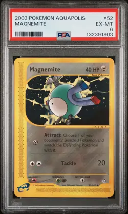 2003 POKEMON AQUAPOLIS #52 MAGNEMITE PSA 6 - Image 1