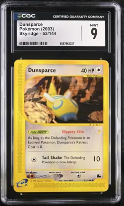CGC 9 Dunsparce 53/144 Skyridge English Pokemon Card 2003 E-Reader WoTC - Image 1