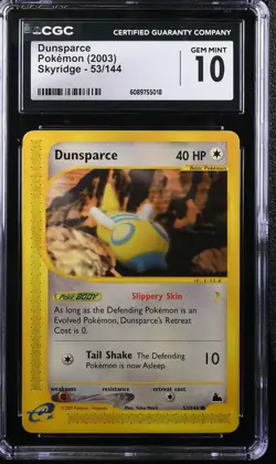 2003 CGC 10 Graded Pokemon Dunsparce 53/144 Skyridge - Image 1