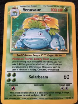 1999 VENUSAUR Holo Rare Pokemon Card TCG Base Set 15/102 WOTC Holographic! - Image 1