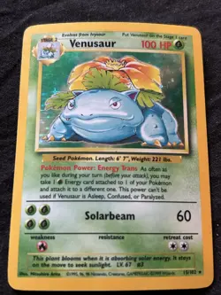 1999 VENUSAUR Holo Rare Pokemon Card TCG Base Set 15/102 WOTC Holographic! - Image 3